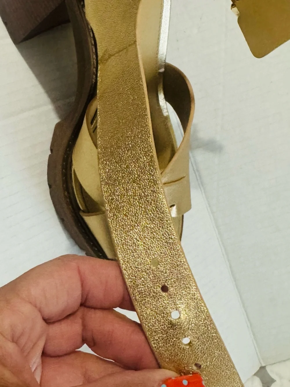 MICHAEL Michael Kors Gold Leather Wedge Sandals size 9.5